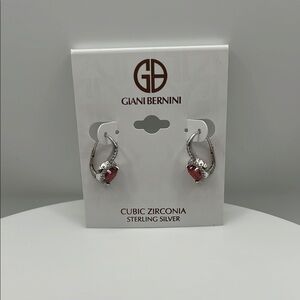 Giani Bernini Silver and Red Cubic Zirconia Earrings